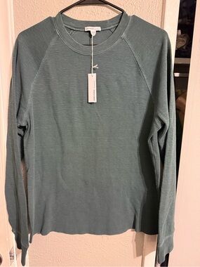 James Perse Men's Crewneck Thermal Sweater in Teal-Green